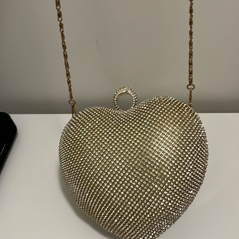 Rhinestone heart shaped evening bag